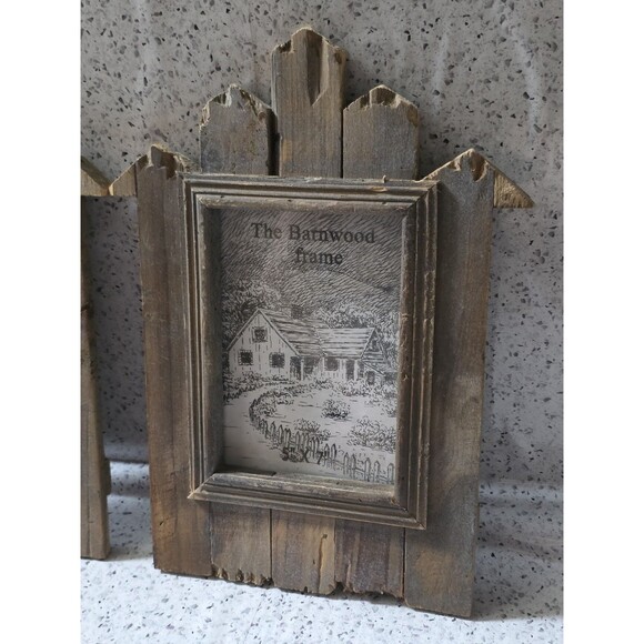 2x Barnyard Reclaimed Rustic Wood Photo Frame Primitive Set 7"x6" Farmhouse Pic - Picture 3 of 16